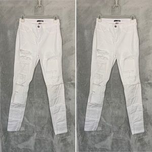 White Distressed Stretch Jeans: Fashion Nova